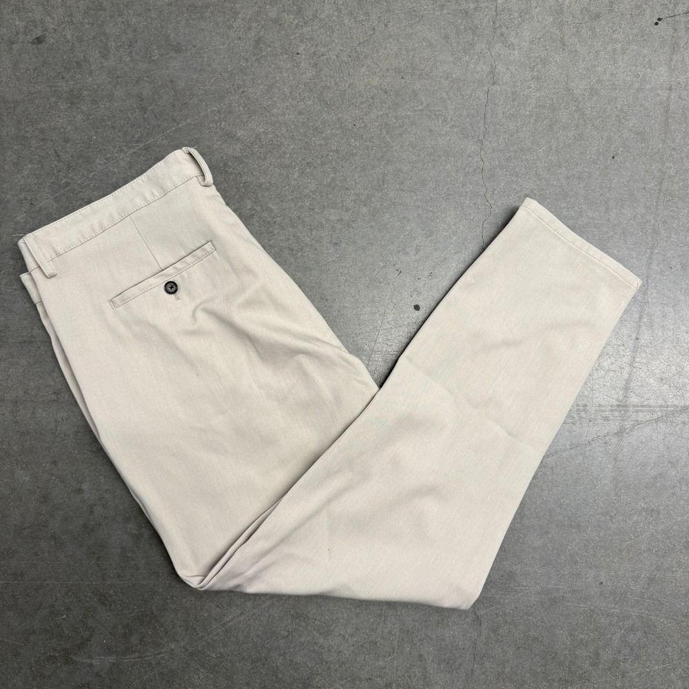 Zara Man Beige Chino Pants Mens 38 Tapered Fit‎ Flat Front Khaki Trousers Stone